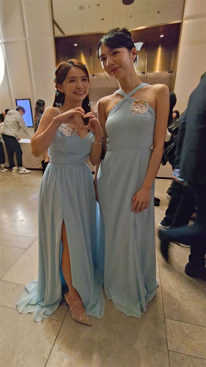 禾羽與宋宋出席王齊麟、陳詩媛婚宴。（圖／記者鍾智凱攝影）