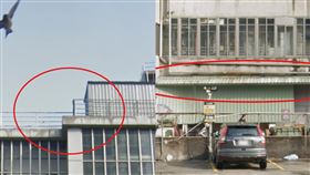 四叉貓曝光當事地點的Google街景圖打臉此說法，表示「從頂樓無法跳到紙箱上」。（圖／翻攝自四叉貓臉書）

