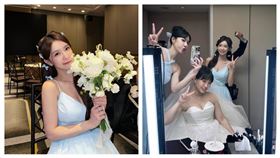 Fubon Angels成員禾羽參加好友陳詩媛婚禮抽到捧花。（圖／杰斯汀整合行銷提供） 