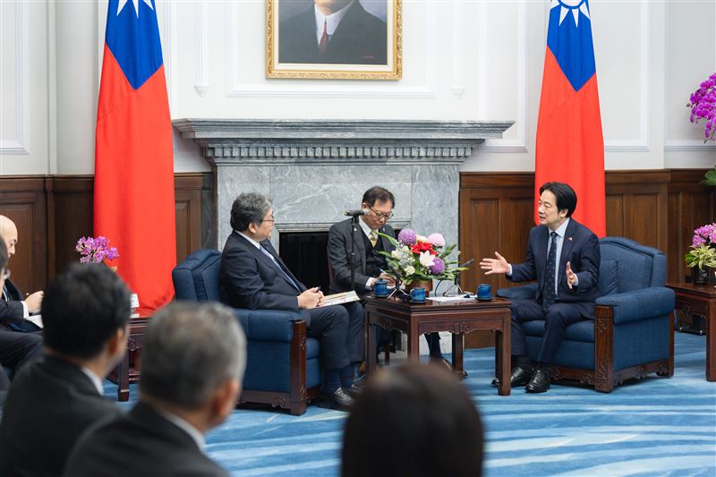 賴清德總統今（22）日接見「日本自民黨幹事長代行萩生田光一眾議員一行」。（圖／總統府提供）