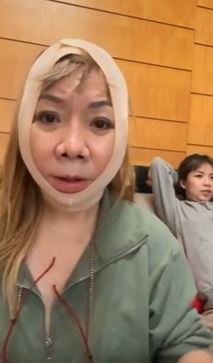 萁媽（左）開完刀直播。（圖／翻攝自萁媽瘋語錄臉書）