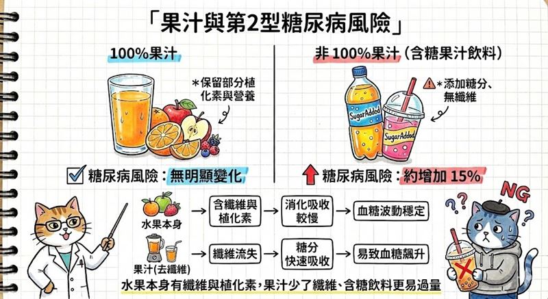 醫師王介立說明「果汁與第二型糖尿病的風險」。（圖／取自王介立的臉書 )