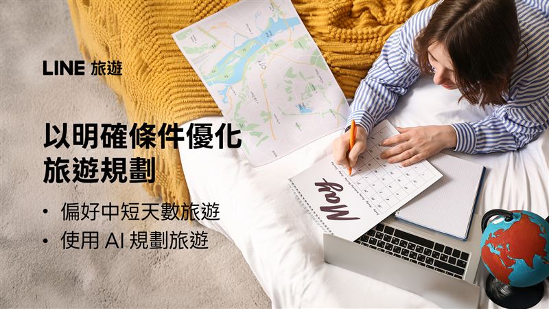 LINE旅遊觀察，用戶規劃旅程時呈現明顯的「條件式決策」，並使用AI規劃行程。（圖／LINE旅遊提供）