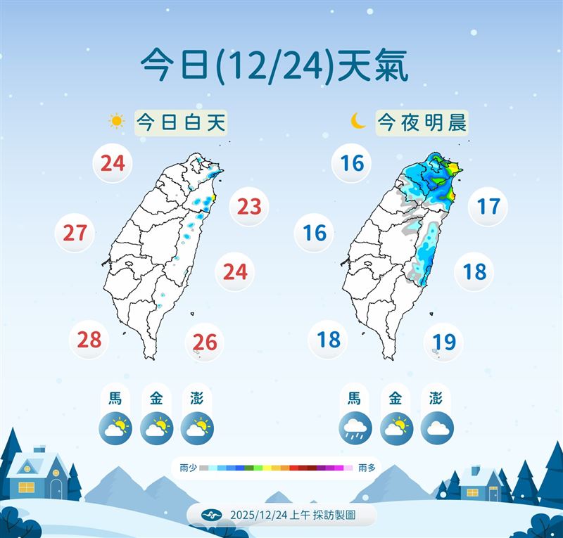 東北季風增強，今晚將變天。（圖／氣象署）