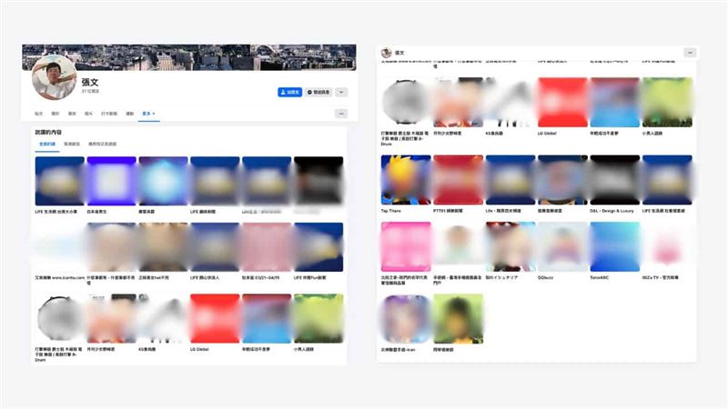 檢視疑似張文臉書帳號，並未發現該帳號按讚過三立或其他台灣媒體的粉專。（圖／翻攝自台灣事實查核中心）