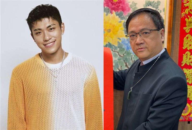 王ADEN（左）校唱爭議燒到命理圈，知名命理學家江柏樂（右）親自留言談論面相。（圖／翻攝自臉書）