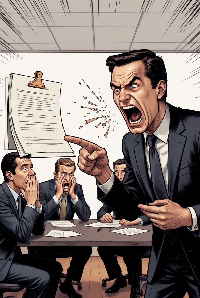 主管咆哮、情緒性施壓成為日常，不當的職場不法侵害，會讓受害者形成長期壓力，最終身心狀況易亮起紅燈。（圖／AI製圖）