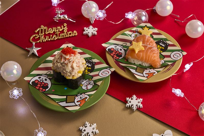 聖誕沙拉軍艦$50、鮭魚聖誕樹$80。（圖／品牌業者提供）
