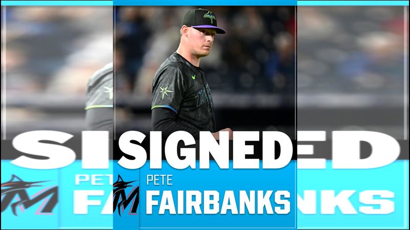 馬林魚簽下後援投手菲爾班克斯（Pete Fairbanks）。（圖／翻攝自MLB X）