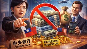 中央銀行24日修正外匯申報規定，嚴打外資「假投資、真炒匯」。外匯局副局長洪櫻芬指出，上半年查獲外資匯入後未買股、僅停泊套利，新制要求銀行受理結匯時，須確認客戶「確有下單買股事實」與申報相符，否則不准結匯，誓言堵死炒匯漏洞。（AI製圖，情境模擬）