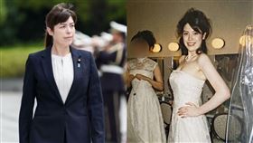 日本經濟安全保障擔當大臣小野田紀美穿婚紗照片曝光。（圖／翻攝自X平台）