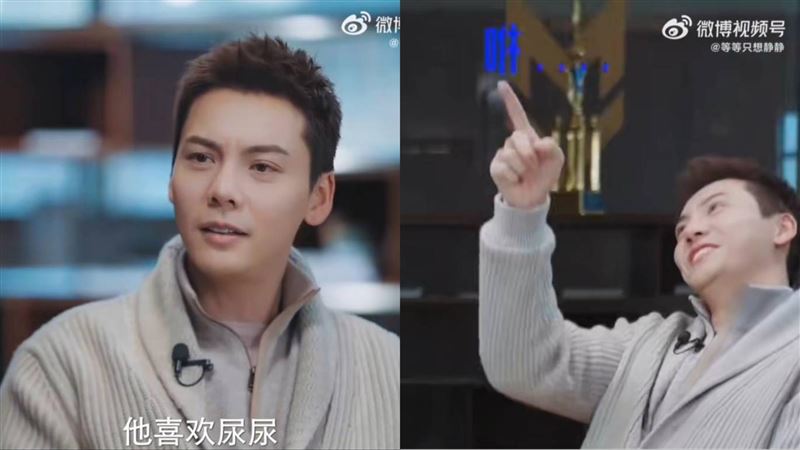 陳偉霆笑說替兒換尿布時，會被噴尿。（圖／翻攝自微博）