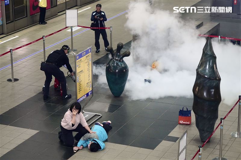 台北市長蔣萬安視導高強度演練，捷運站內遭歹徒攻擊（圖／記者趙于瑩攝影）