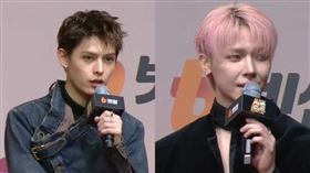 《SBS歌謠大戰2025》紅毯上，CORTIS趙雨凡（左）、&TEAM王奕翔（右）代表團體用中文向粉絲問候。（圖／YouTube @SBSKPOP X INKIGAYO）