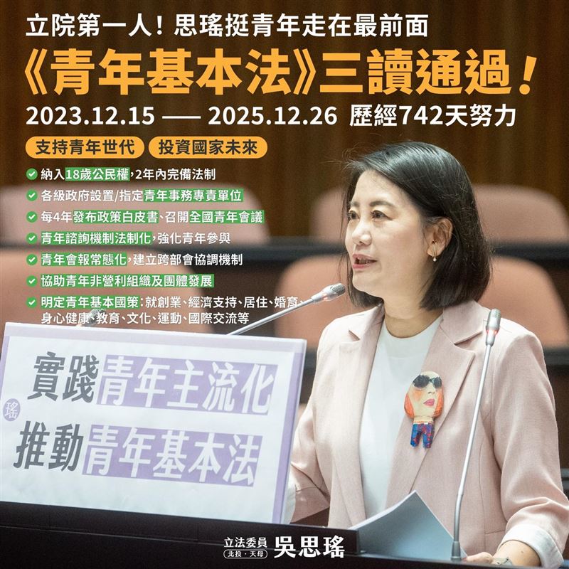 吳思瑤說青年基本法。（圖／吳思瑤立委辦公室提供）