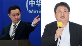 中國外交部發言人林劍、印太戰略智庫執行長矢板明夫。（組圖／翻攝自中國外交部網站、資料照）