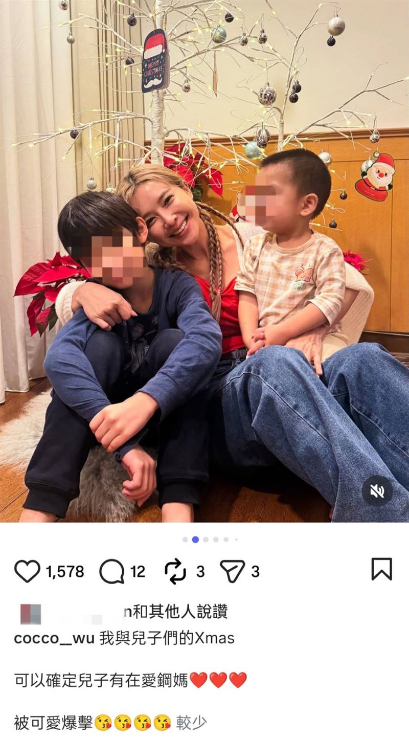 吳婉君左右兩邊的小孩皆為她的乾兒子。（圖／翻攝自吳婉君IG）