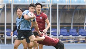 北市大（藍衣）再見達陣逆轉台體大。（圖／元坤運動文創提供）
