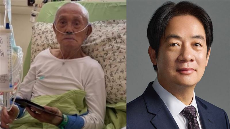 96歲阿公病榻清醒「滑手機」為看賴清德，釣出總統本尊暖心祝福。（圖／翻攝自Threads @caitlynnn.222、維基百科）