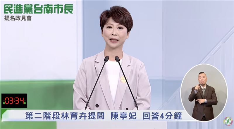 陳亭妃說，8年前她與現任台南市長黃偉哲初選時，就已證明這樣的問題對她來說根本不是問題。（圖／翻攝畫面）