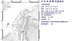 台東清晨5時45分，規模3.2極淺層地震。（圖／翻攝自中央氣象署）