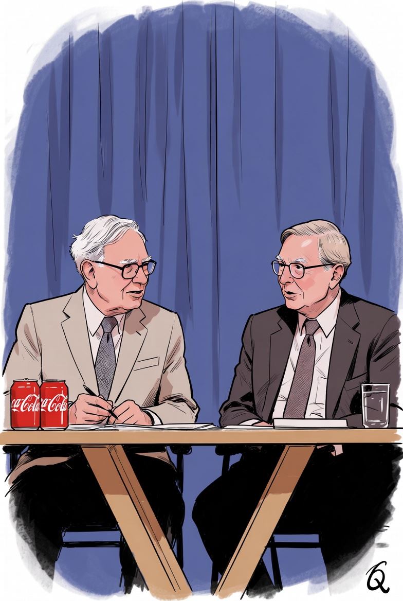 巴菲特（左）的投資成就，並非單靠個人天賦或判斷，而是建立在與副董事長查理．蒙格（右）長期合作所形塑的「夥伴投資哲學」之上。（圖／AI製成）