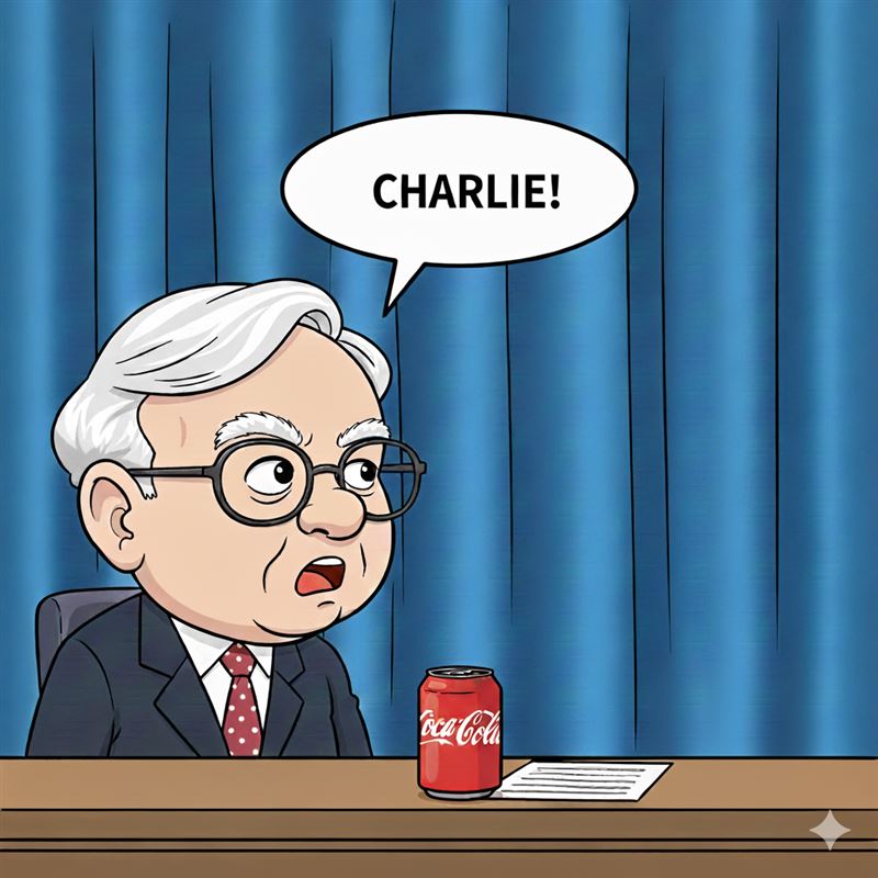 在前年（2024年）舉行的波克夏年度股東大會上，巴菲特首次未與蒙格並肩主持會議，會議進行期間，他一度依多年慣例轉向叫一聲「查理」。（圖／AI製成）