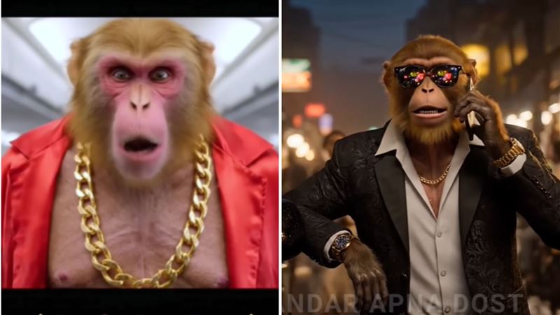 YouTube推薦給新用戶的頻道，有超過兩成內容屬於「AI垃圾（AI slop）」。圖為印度Bandar Apna Dost的低品質AI垃圾內容。（圖／翻攝畫面）