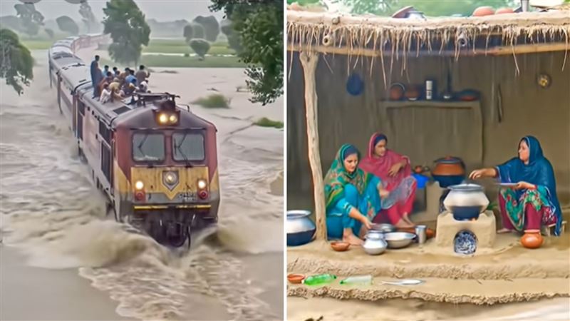 位於巴基斯坦的The AI World，內容是AI生成的巴基斯坦洪災短影音。（圖／YT@theaiworldofpakistan）