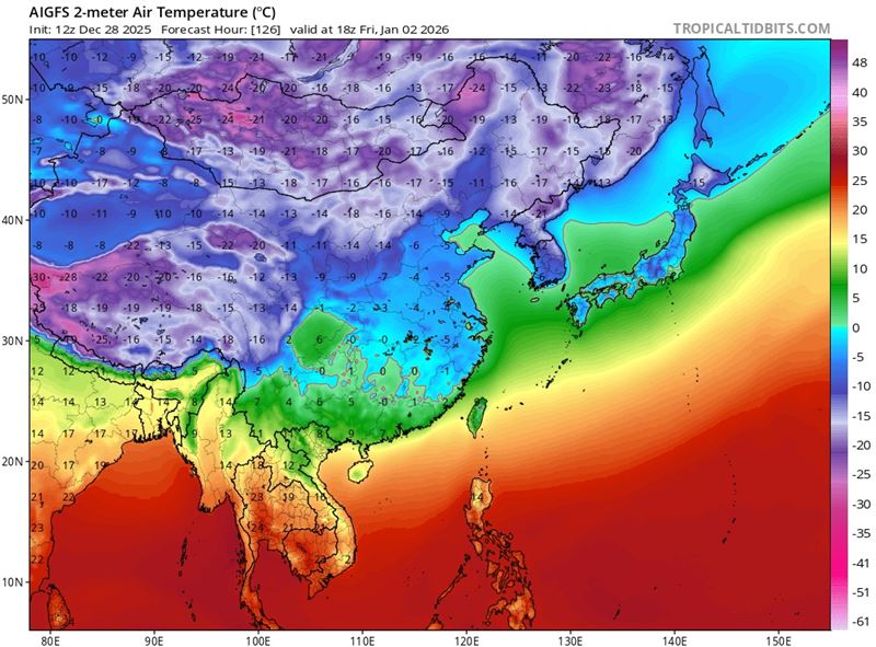 觀氣象看天氣表示，元旦隔天將會再出現一波冷空氣。（圖／翻攝自觀氣象看天氣臉書）