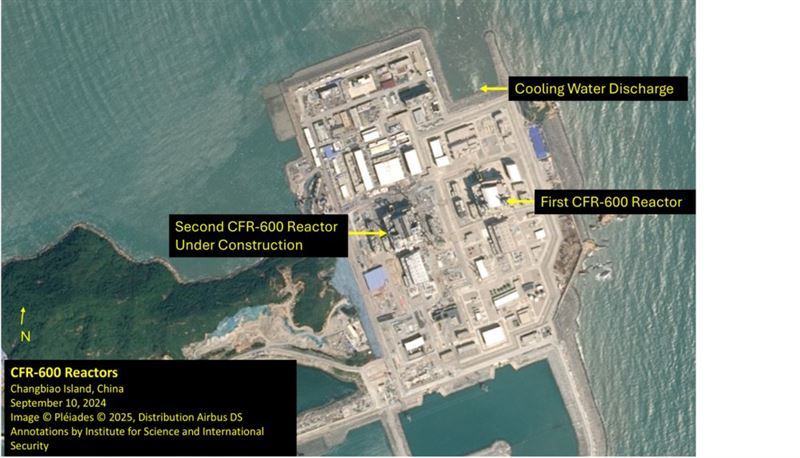 中國在福建沿海新建的核電廠，可生產武器級鈽，距離台灣僅約200公里。（圖／翻攝自X平台 @Globalsurv）