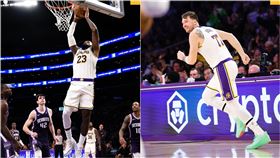 詹姆斯、東契奇率湖人中止3連敗。（圖／翻攝自X平台 @Lakers）