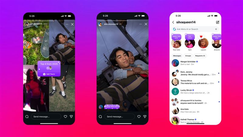 便利貼與限時動態留言輸入「新年關鍵字」喚出年末驚喜彩蛋；「輪到你了」年末範本搭配期間限定字體，重溫一年走過的風景、笑點與片段，讓回憶閃耀迎接2026