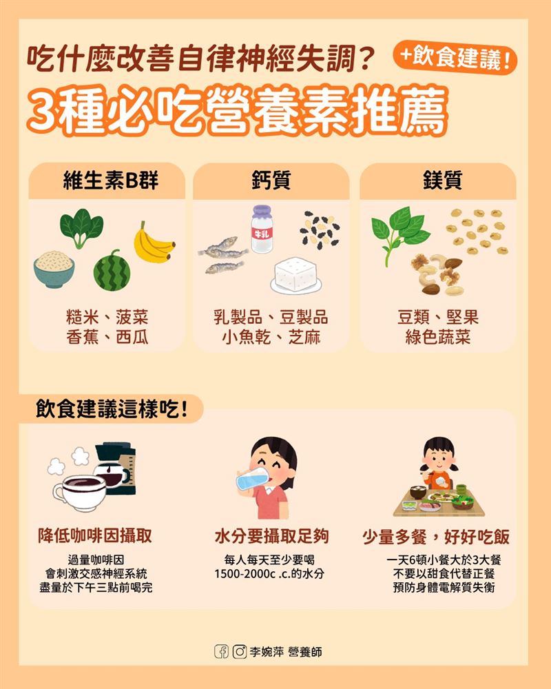 許多營養素有助於維持神經系統，水對身體也很重要。（圖／翻攝自李婉萍營養師臉書）