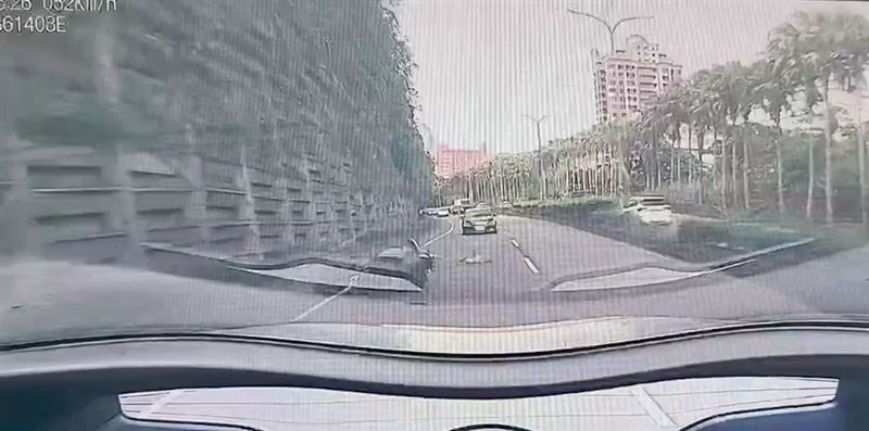 呂男閃避不及，不慎撞上猴子倒地受傷。（圖／翻攝畫面）