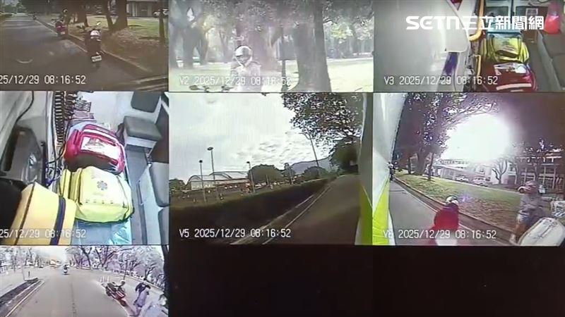 屏東科技大學校園內昨天（29日）上午，有黑狗在校內亂竄，有一名18歲的女大生騎車因閃避不及撞上，當場慘摔。（圖／翻攝畫面）