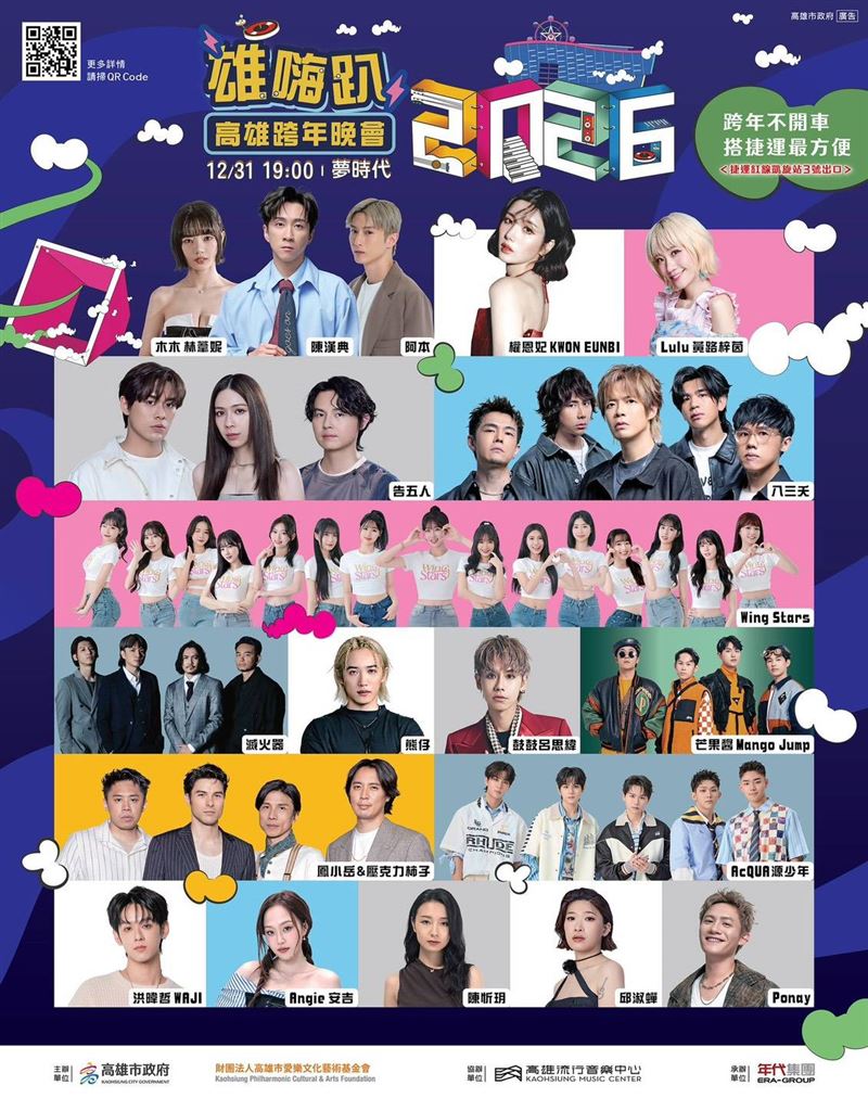 跨年倒數！Wing Stars彩排勁舞「加大」青春能量。會場周邊三階段交通管制、晚會轉播資訊一次看。（圖／高雄市政府提供）