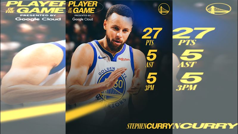 柯瑞（Stephen Curry）單場投進5顆三分球。（圖／翻攝自勇士推特）