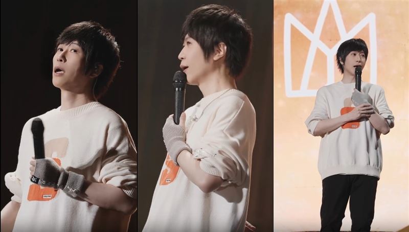 五月天阿信重返台灣演唱會後，手上多一個護腕的造型手套。（圖／翻攝自IG @ashin_ig）