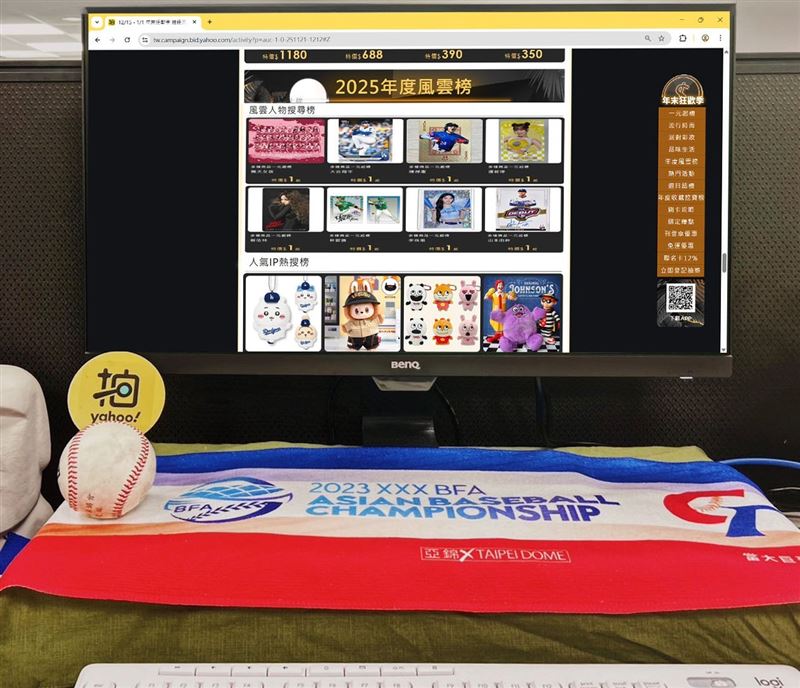 「Yahoo拍賣2025十大收藏人物榜」發現，「樂天女孩」熱度超越「大谷翔平」奪榜首，台灣隊長陳傑憲、大師兄林智勝等都上榜，顯見棒球熱潮燒至拍賣市場。（圖／品牌業者提供）