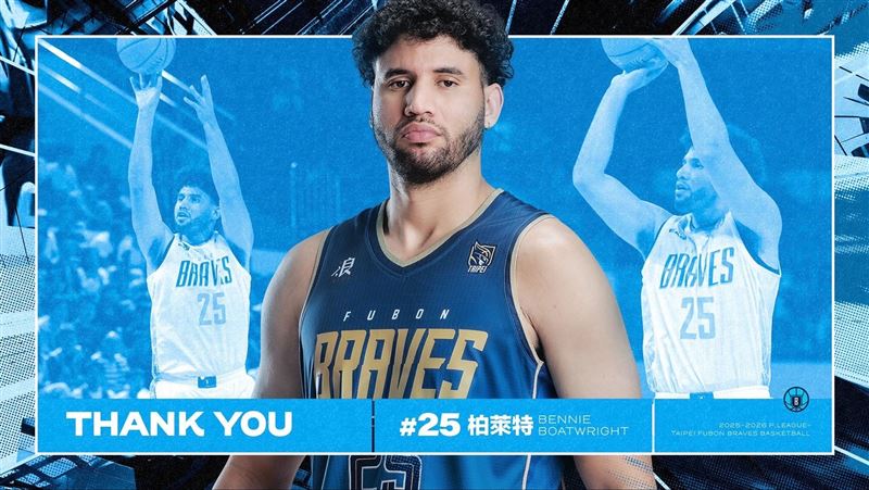 臺北富邦勇士31日宣布洋將柏萊特（Bennie Boatwright）離隊。（圖／富邦勇士球團提供）