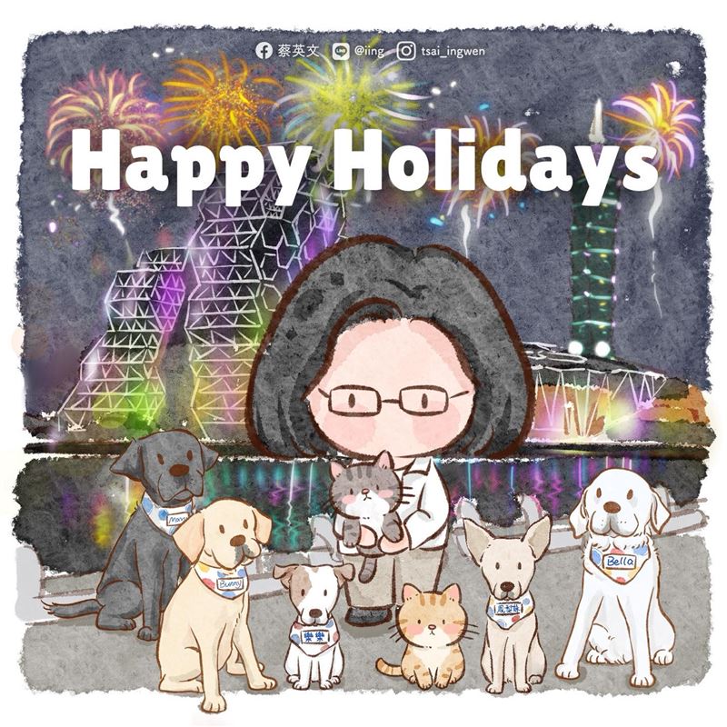 蔡英文祝福大家心愛的台灣堅韌、平安，新年快樂。（圖／翻攝自蔡英文臉書）