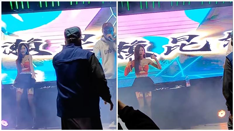 長瀨昆妮在舞台上「大跳」超震畫面流出，突然出現一名阿伯上台，她愣了一下比讚。（圖／翻攝自長瀨昆妮IG）