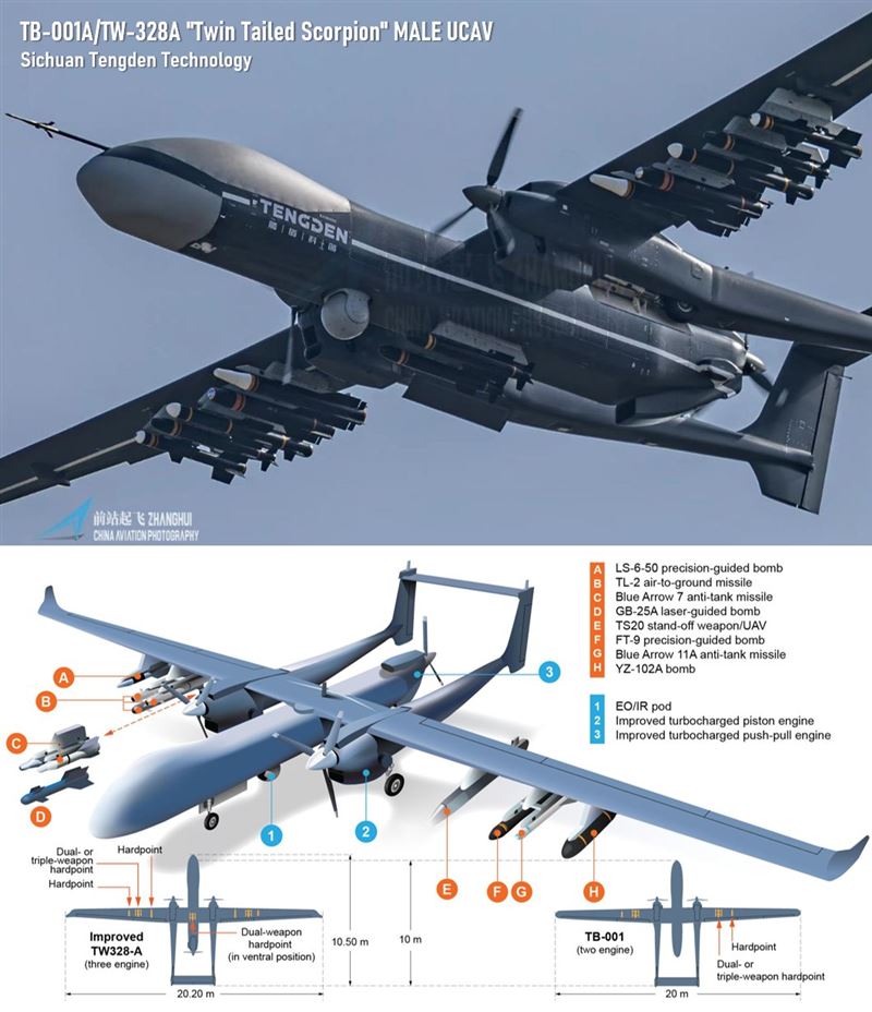 號稱「台北101」的TB-001「雙尾蠍」無人機。（圖／翻攝自X平台 @Xixi_2328857214）