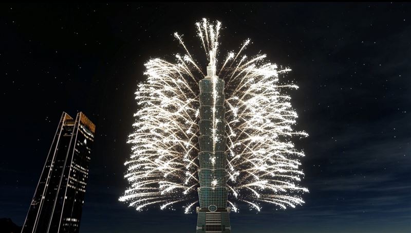 台北101此次6分鐘煙火秀主題《我們的世代 Gen. TAIWAN》共五大作品，101也率先釋出模擬圖，讓民眾們可搶先。（模擬圖／台北101提供）