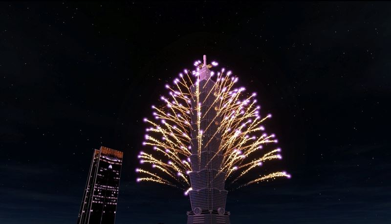 台北101跨年煙火模擬圖。（模擬圖／台北101提供）