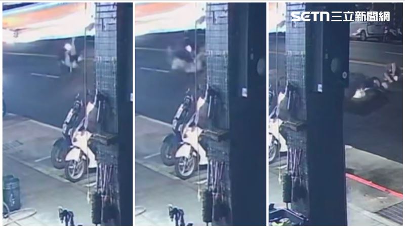 新北市三重區發生機車撞行人車禍,監視器畫面曝光。(圖/翻攝畫面)