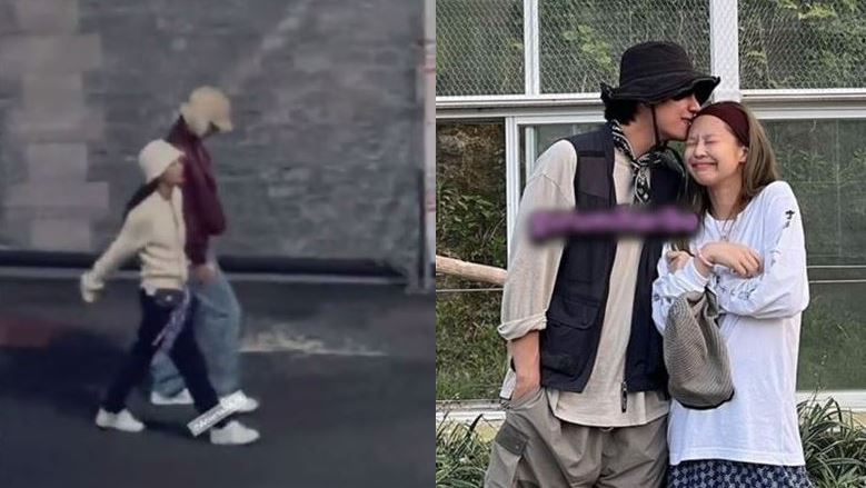 2023年V曾與BLACKPINK Jennie在巴黎街頭牽手被捕捉，另外還有合照親吻畫面（圖／翻攝自X）