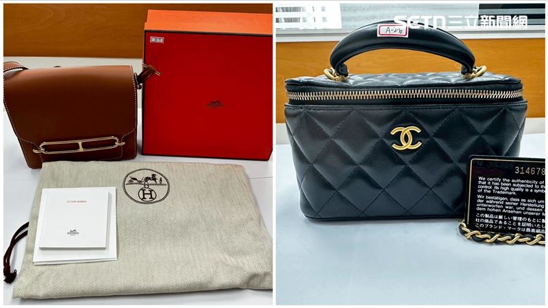 名牌包多到令辦案人員咋舌,但經鑑定其中竟有8成是假包。(圖/翻攝畫面)