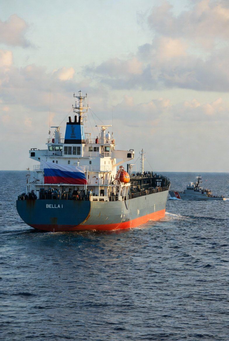 美追緝的委國油輪，貝拉1號掛上俄旗，尋求莫斯科當局的庇護。（圖／翻攝自X平台 @_geisterzug_）